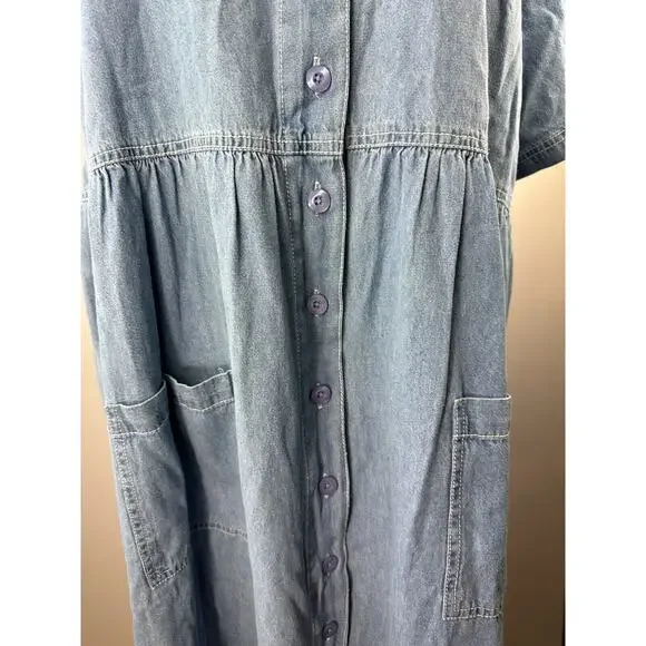 NWT Mainstreet Blues Denim Jean Dress Button Front Full Length Plus Size 28W - Picture 4 of 10